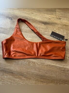 NWT Meridian Swimwear Polaris Bikini Top Size Medium One Shoulder Rust $120 NEW